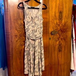 BCBG Paisley Cream, Peach and Brown Dress Size Small
